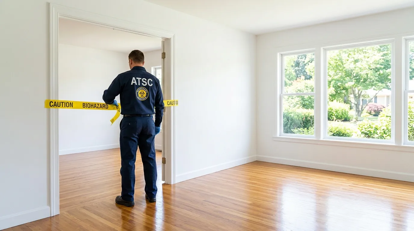 Certified biohazard cleanup crew performing Decomposition Cleanup in Escalon